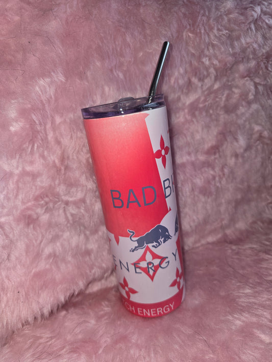 Hot pink bad bitch redball tumbler
