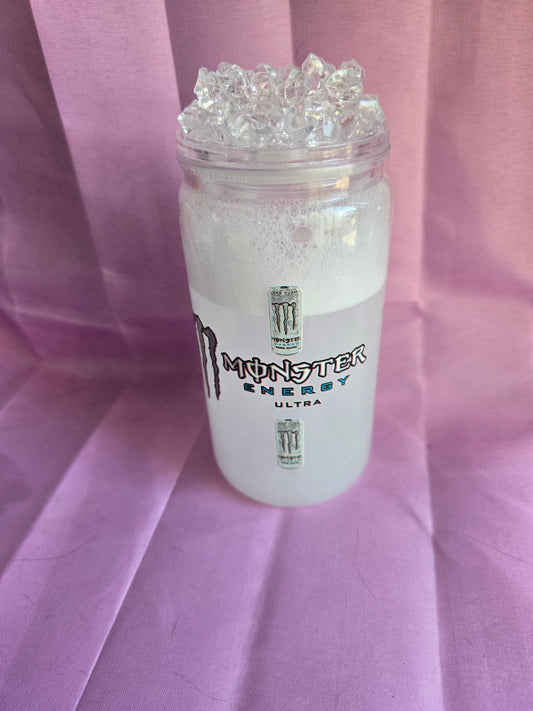White  monster 160z can cup