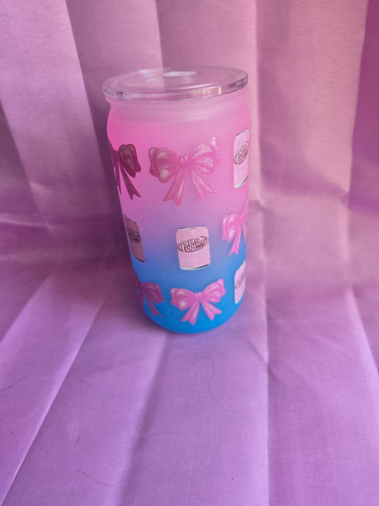 Dr Pepper with pink bows  16oz